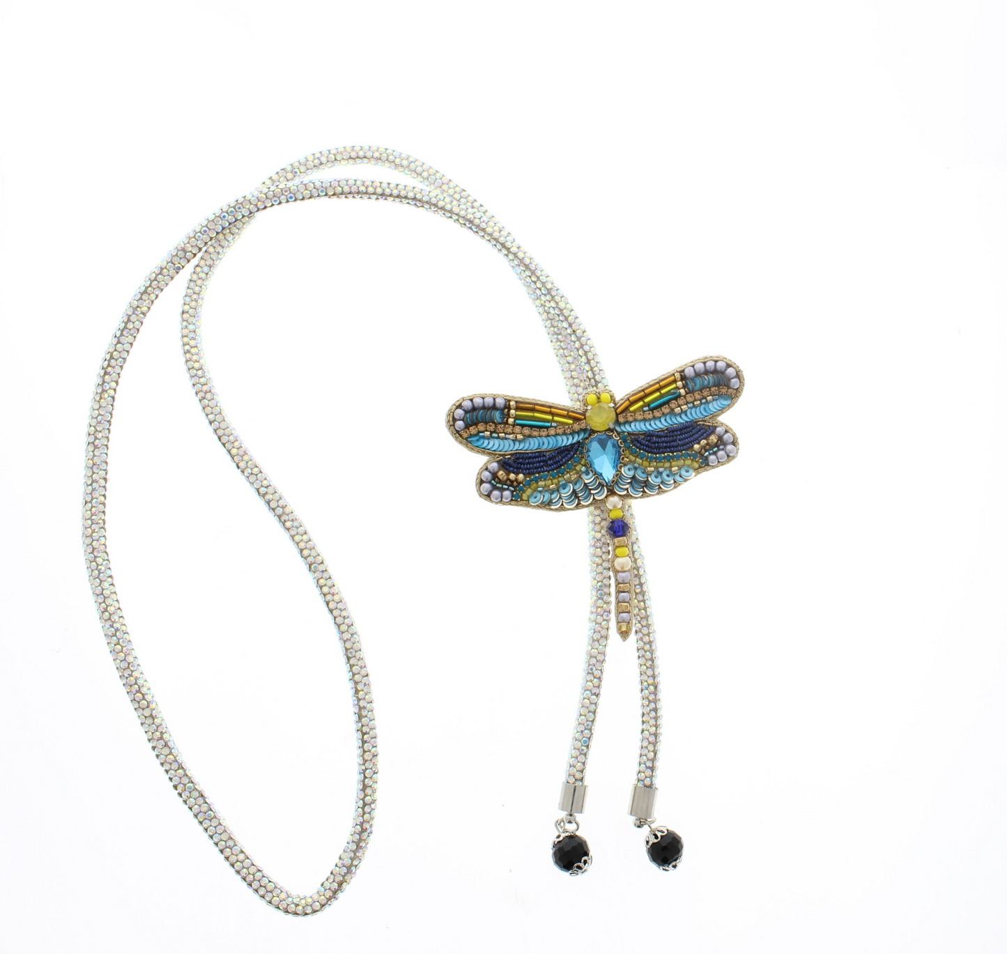 Embroidered Dragonfly Bolo Tie, 36" blingy cord, made in USA, each