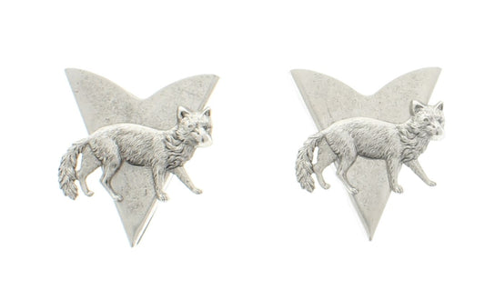 Western Collar Tip Fox charm set, silver plate screw attachment on rear