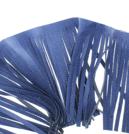 Delft-Blue Lizard Leather Fringe, Made in the USA, sold by ft.