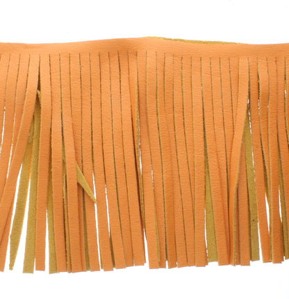 Orange-Cream Leather Fringe, Made in the USA, sold by ft.