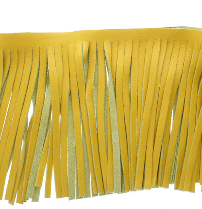 Mustard-Yellow Leather Fringe, Made in the USA, sold by ft.