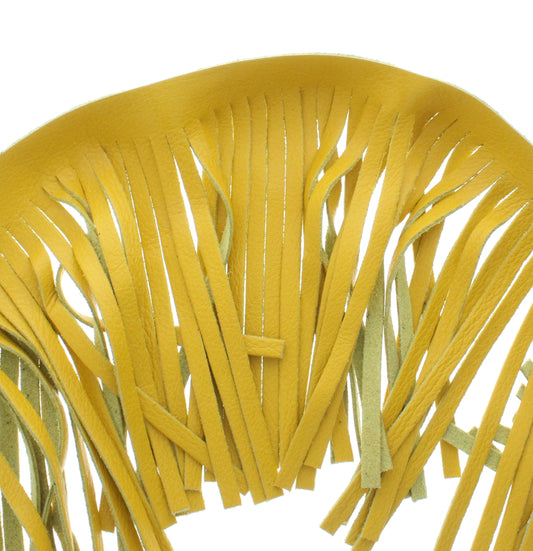 Mustard-Yellow Leather Fringe, Made in the USA, sold by ft.