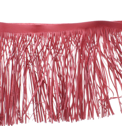 Fine Cut Leather Red Fringe, 6" length, sold by foot
