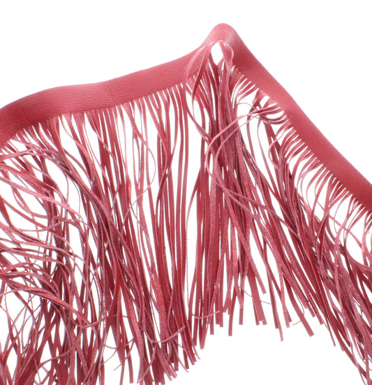 Fine Cut Leather Red Fringe, 6" length, sold by foot