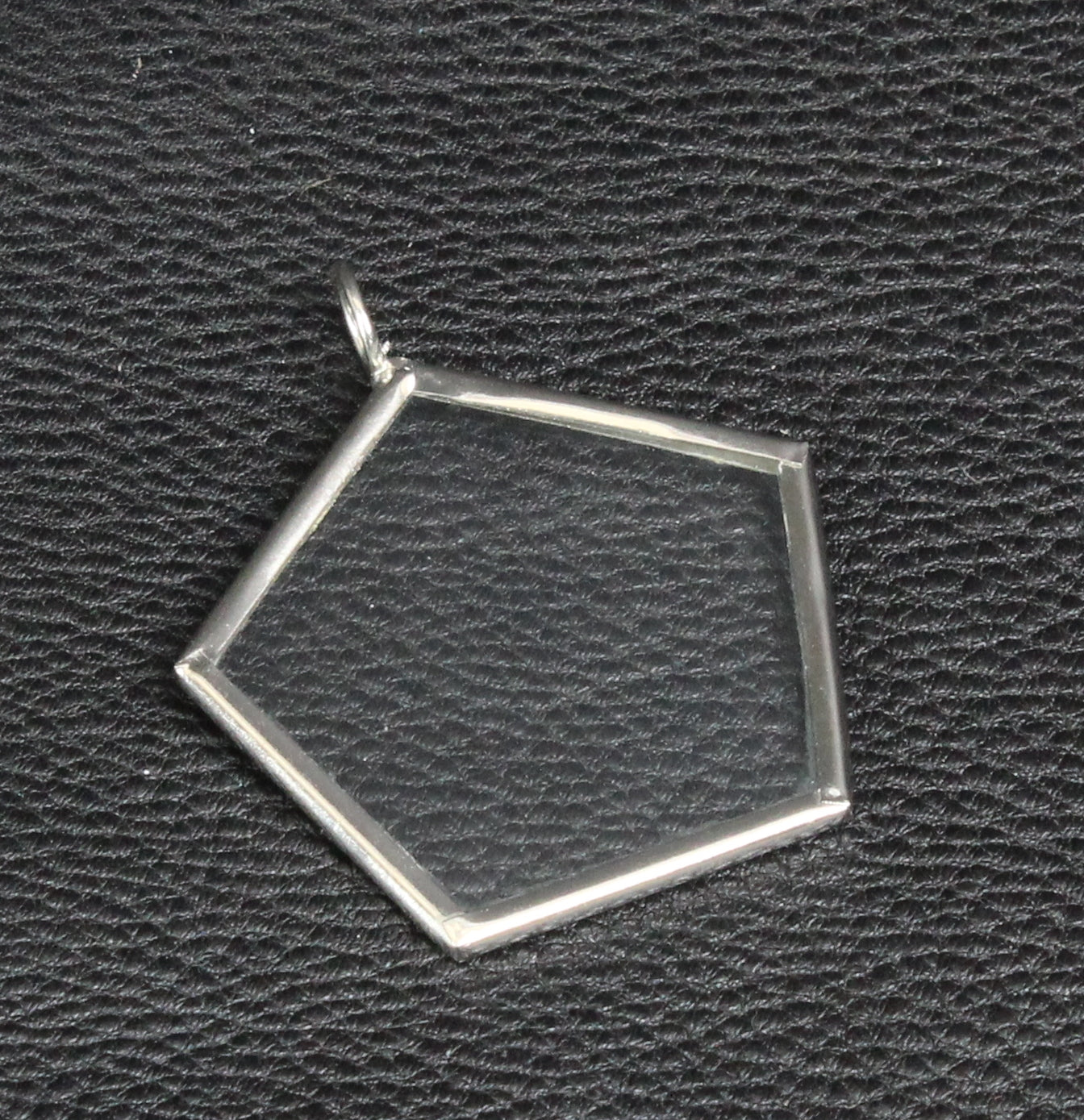 Pentagon Glass Frame Pendants, 6 ea