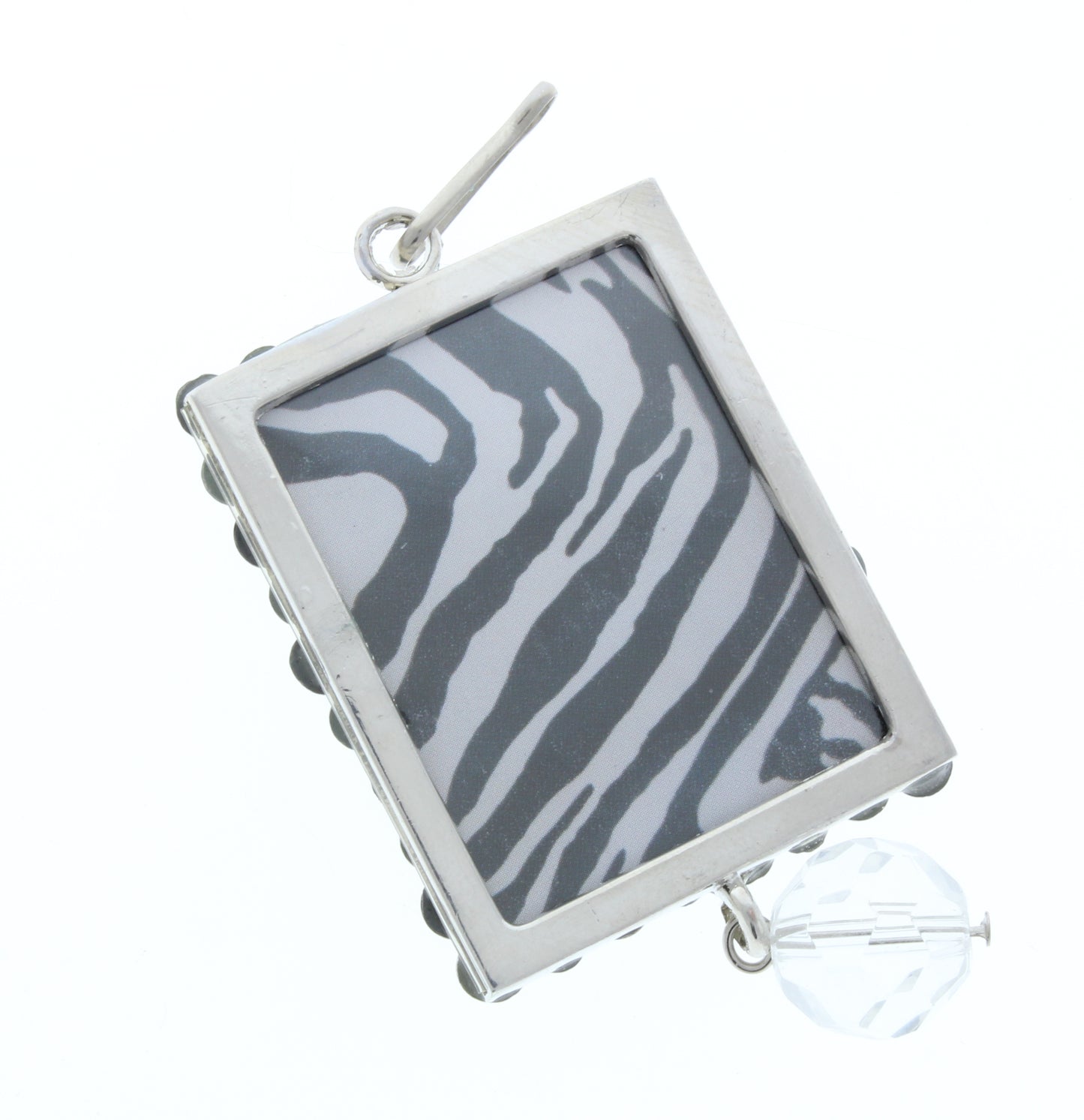 Rectangle Pendant, Silver, Black/White Crystal Border, G2204 N, 3 ea