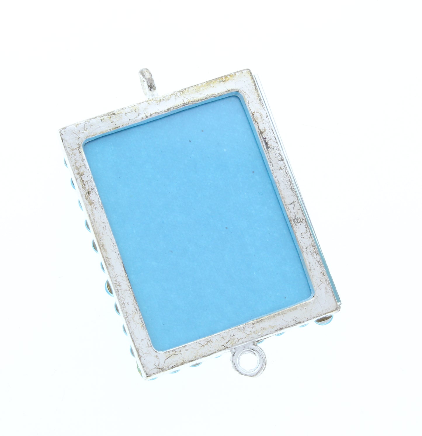 Rectangle Pendant, Silver, Light Blue Crystal Border, G2204 R, 3 ea