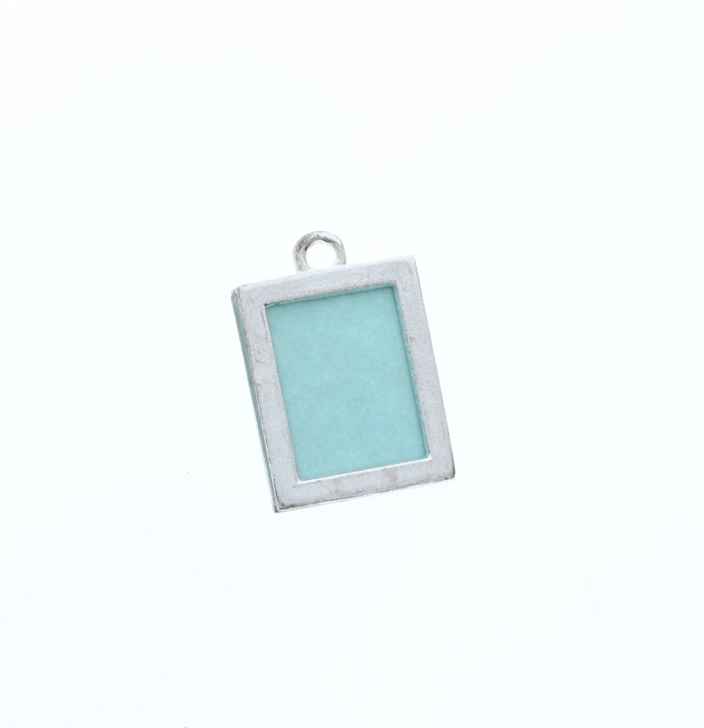 Photo Frame Pendant Charm, silver tone, each