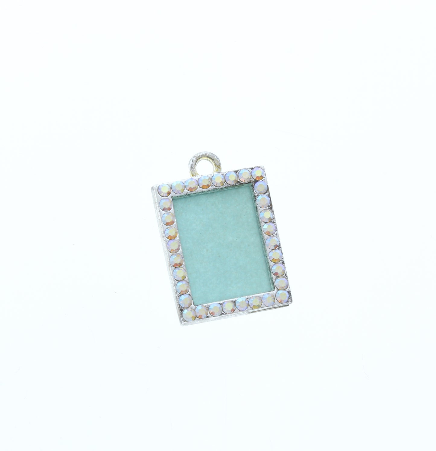 Photo Frame Pendant Charm, silver tone, each