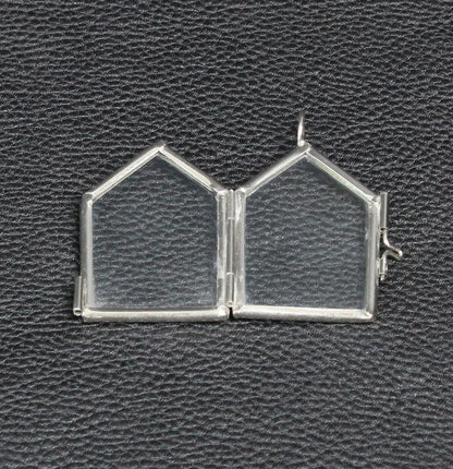 Glass House Locket, Glass Frame Pendants, 6 ea