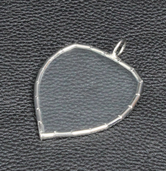 Heart Shaped Glass Frame Pendants, Silver, 6 ea