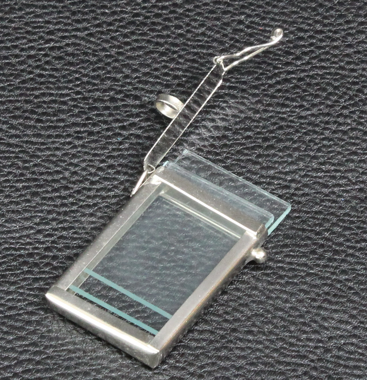 Rectangle Glass Shadow Box Pendant, Silver, 2 ea