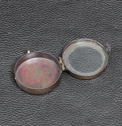 Round Shadow Box Pendant Locket, Vintage Copper, 2 ea