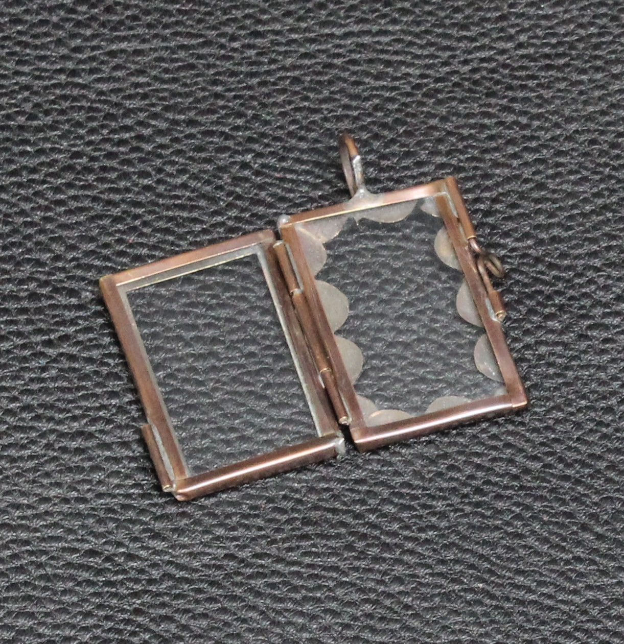 Glass Postage Stamp Frame Locket Pendants, 6 ea
