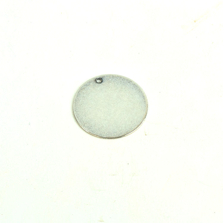 Flat Round Disc, charm , stampable, Classic Silver, Pack of 6