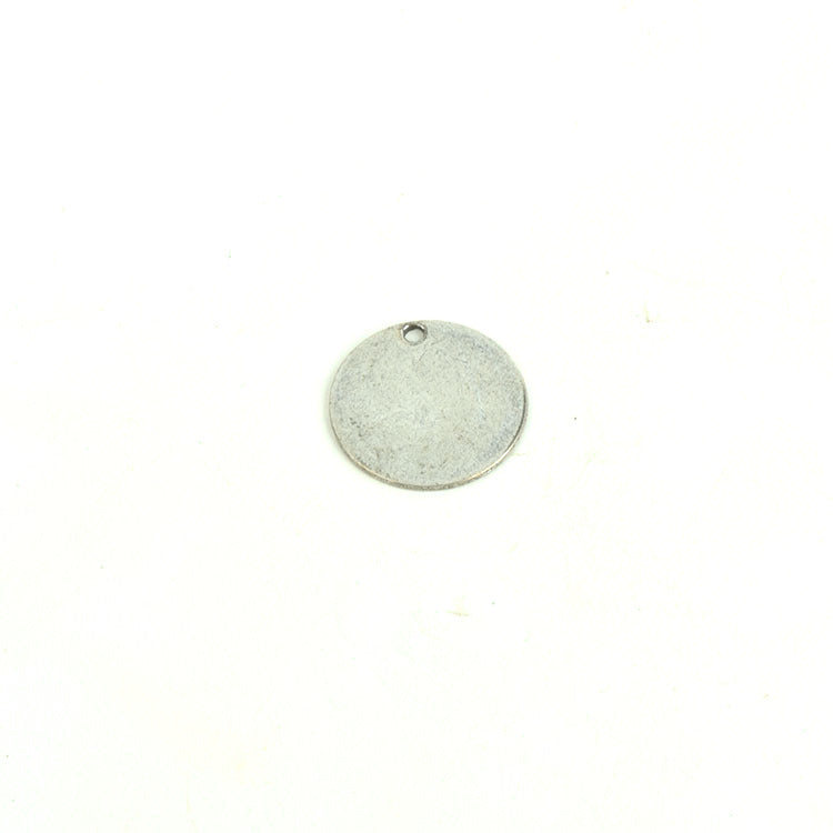 Flat Round Disc charm ,  Classic Silver, pack of 6