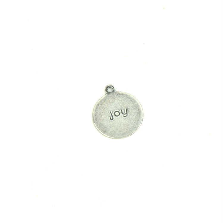 Joy Charm Round Stamped Tag Charm, Classic Silver, pk/6