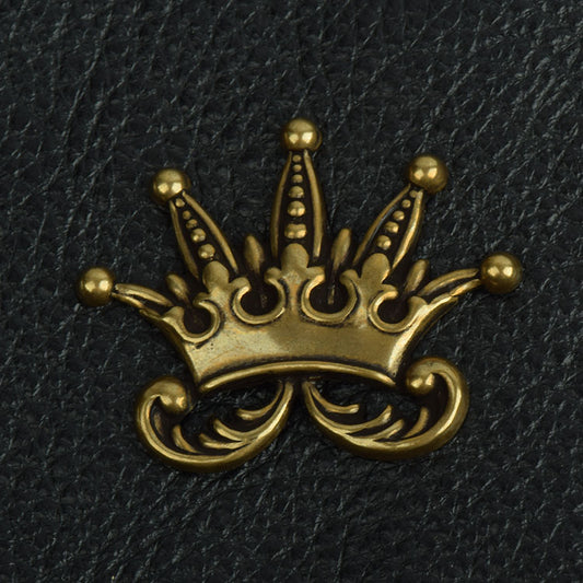 Jester charm 35x28mm(1.4x1.1in) Royal Jester Crown, Antiqued Gold, -pk/6
