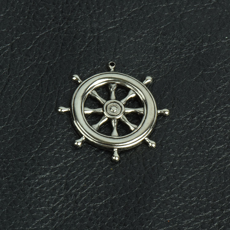 31mm(1.2in) Ships Wheel Charm/Pendant, Antiqued Silver,- pk/6