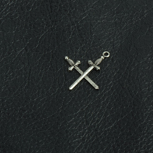 Crossed Swords Charm, Antique Silver, pack of 6
