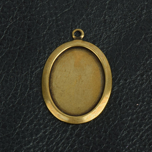 Oval Bezel Tag, 25x18mm Bezel recessed center, Antique Gold, pack of 6