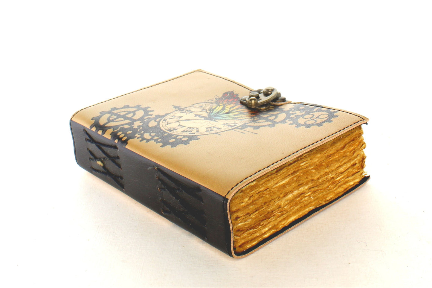 Clocks and Gears Printed Leather Journal, each