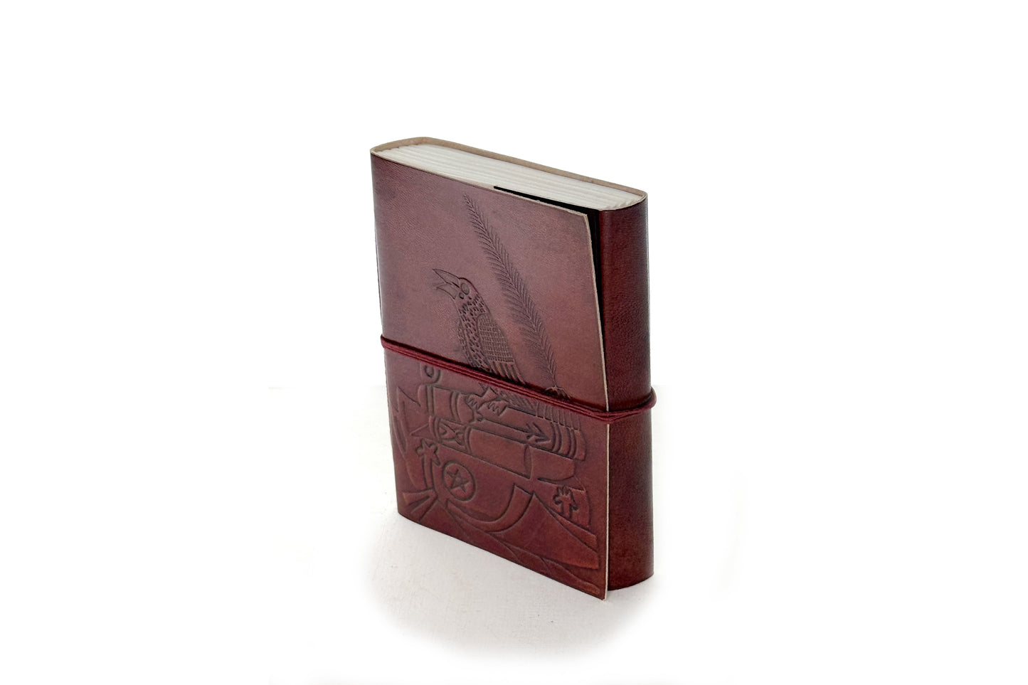 Bird Embossed Leather Journal with String Closure, each