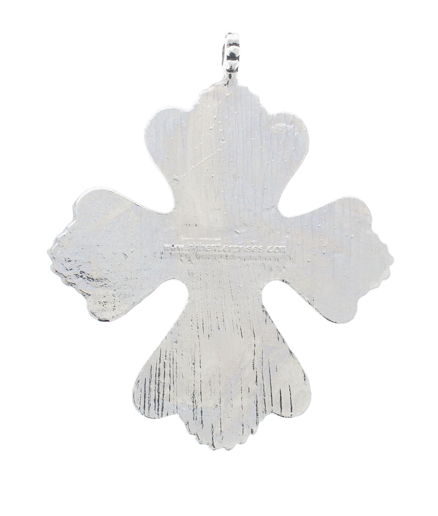 Bezel Pendant cross 4" x 3.5in Silver Flourished Cross, Designer Pendant(Bezel) ea