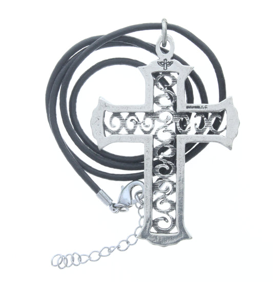 Antique Silver Cross Necklace, ea