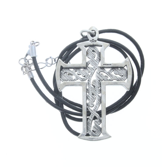 Antique Silver Cross Necklace, ea