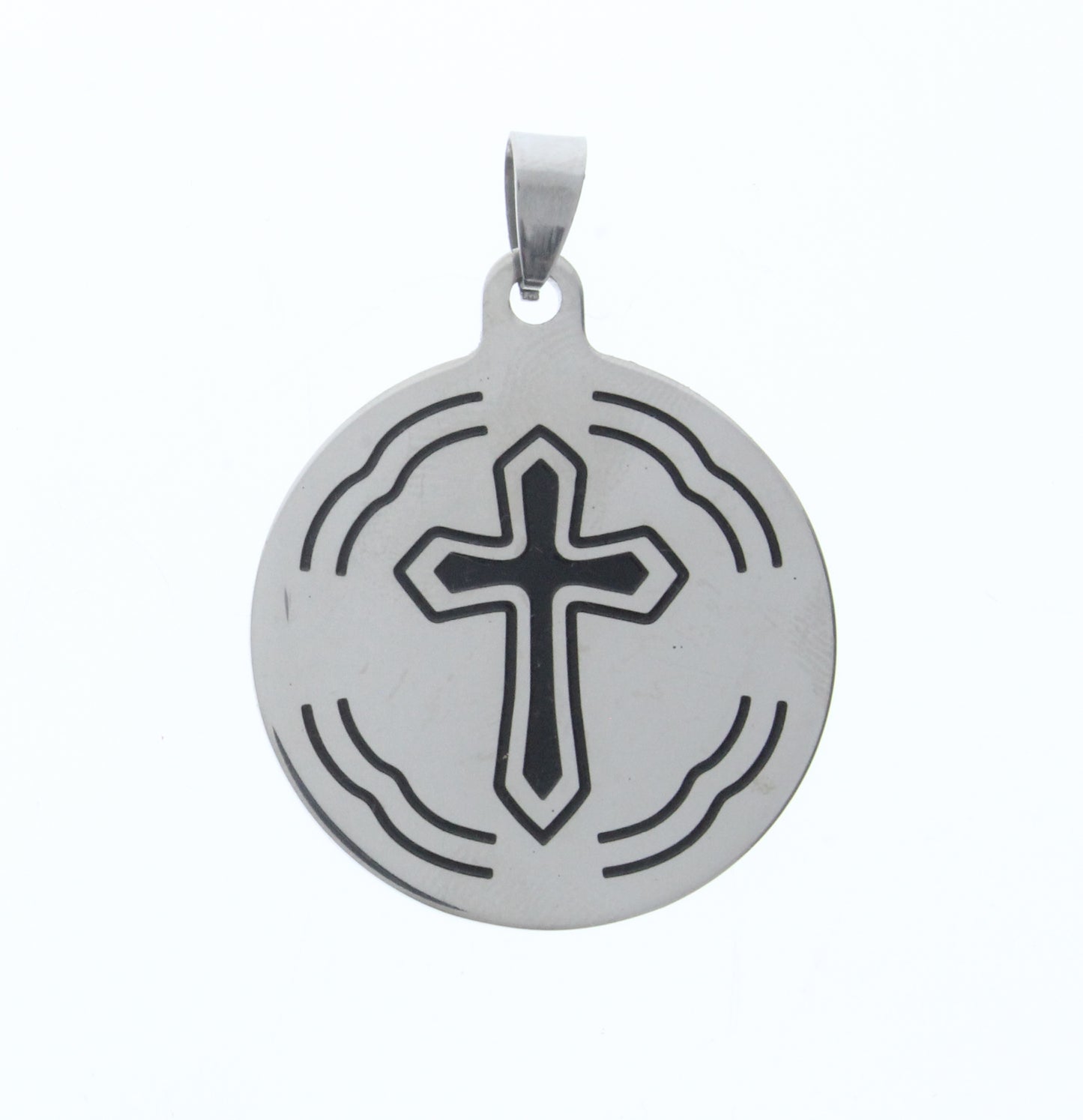 Antique Silver Engraved Tag Pendant w/Bail, ea