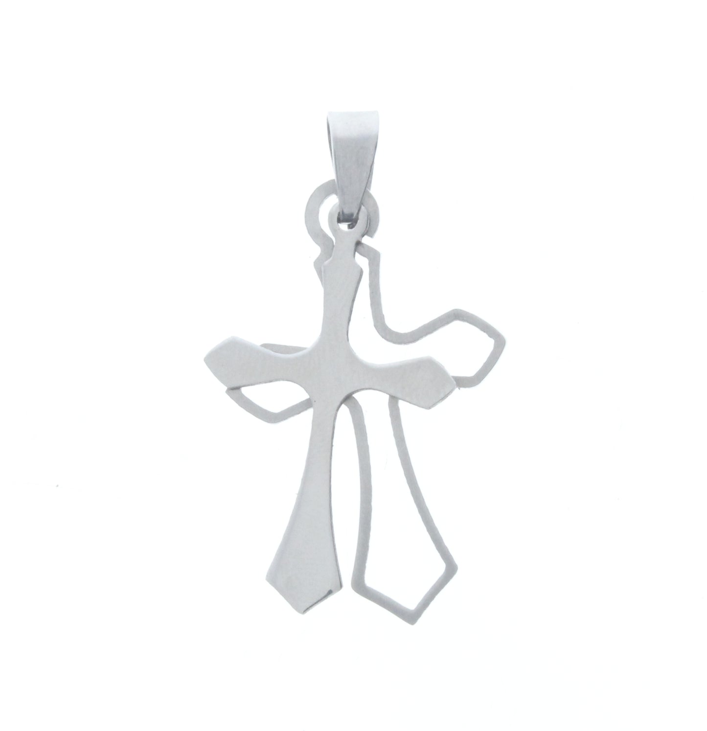 Classic Silver Inset Crosses Pendant w/Bail, ea