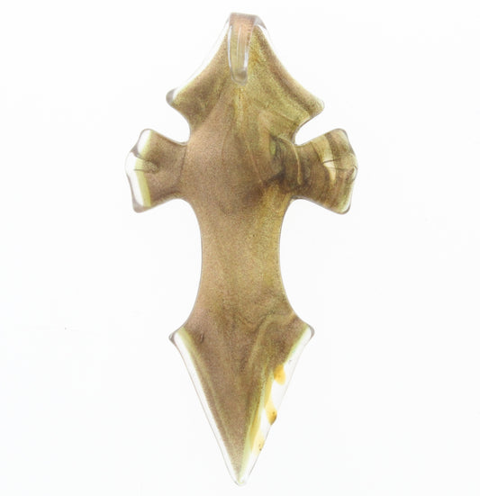 Murano Style Foil Glass Cross Pendant, ea