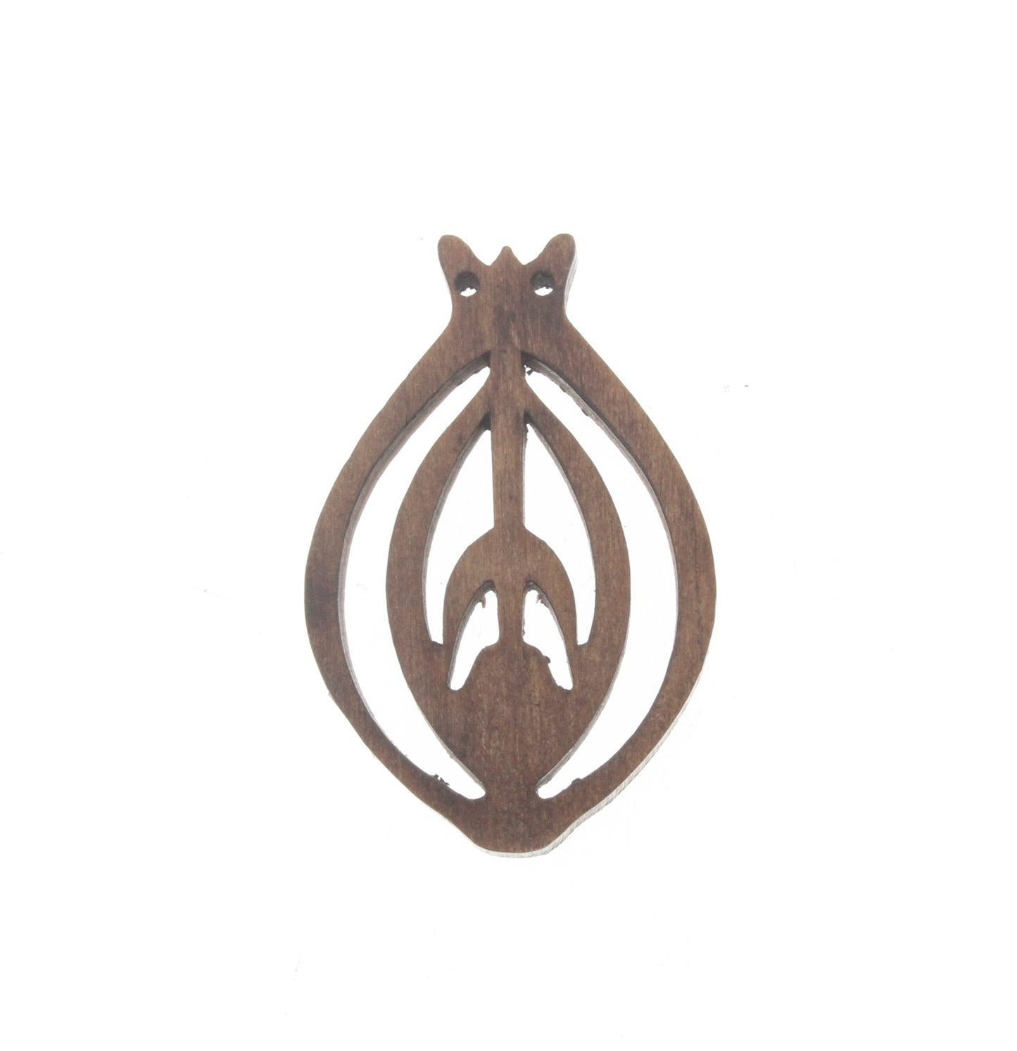 Wood Ornate Drop Pendant, ea