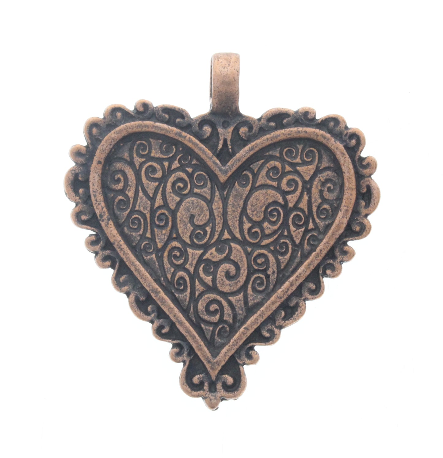 Metal Heart Pendant w/Bezel, ea