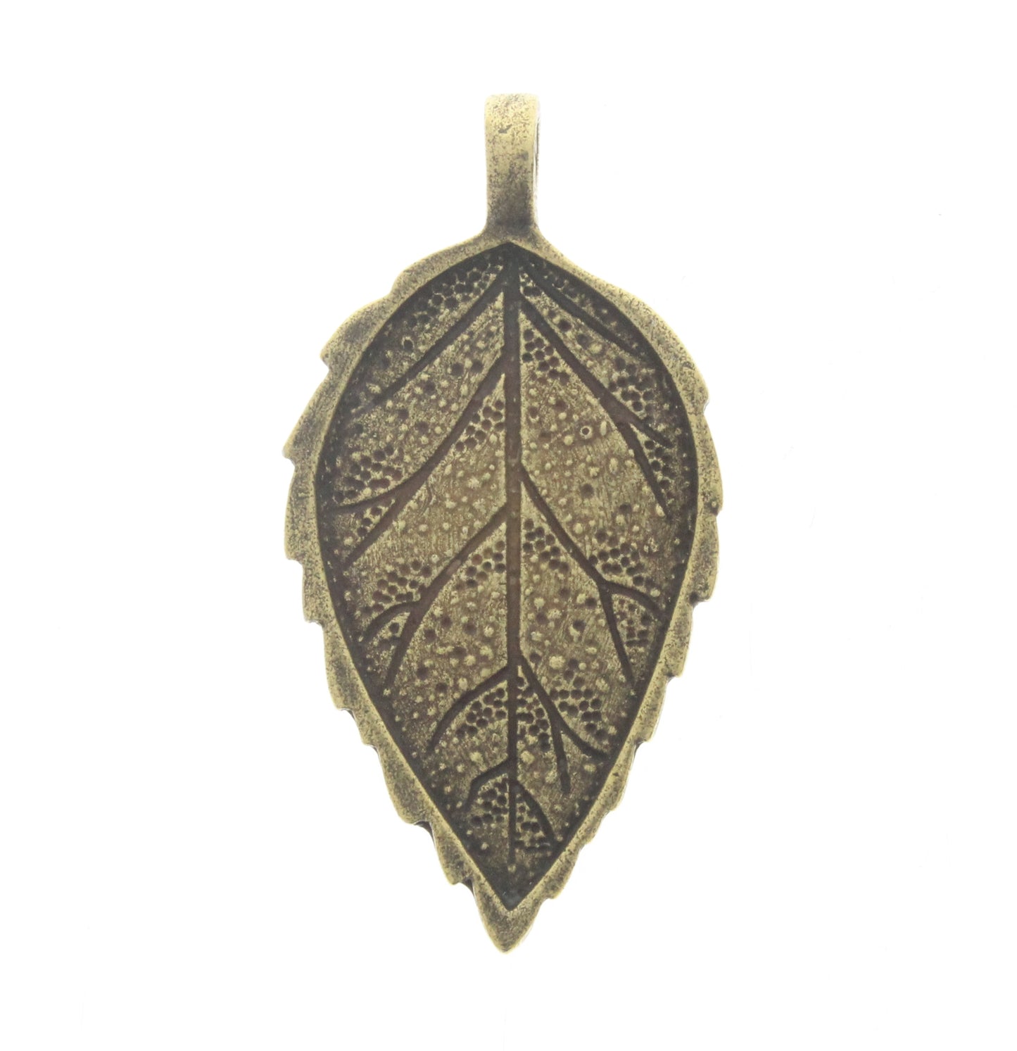 Metal Leaf Pendant w/Bezel, ea