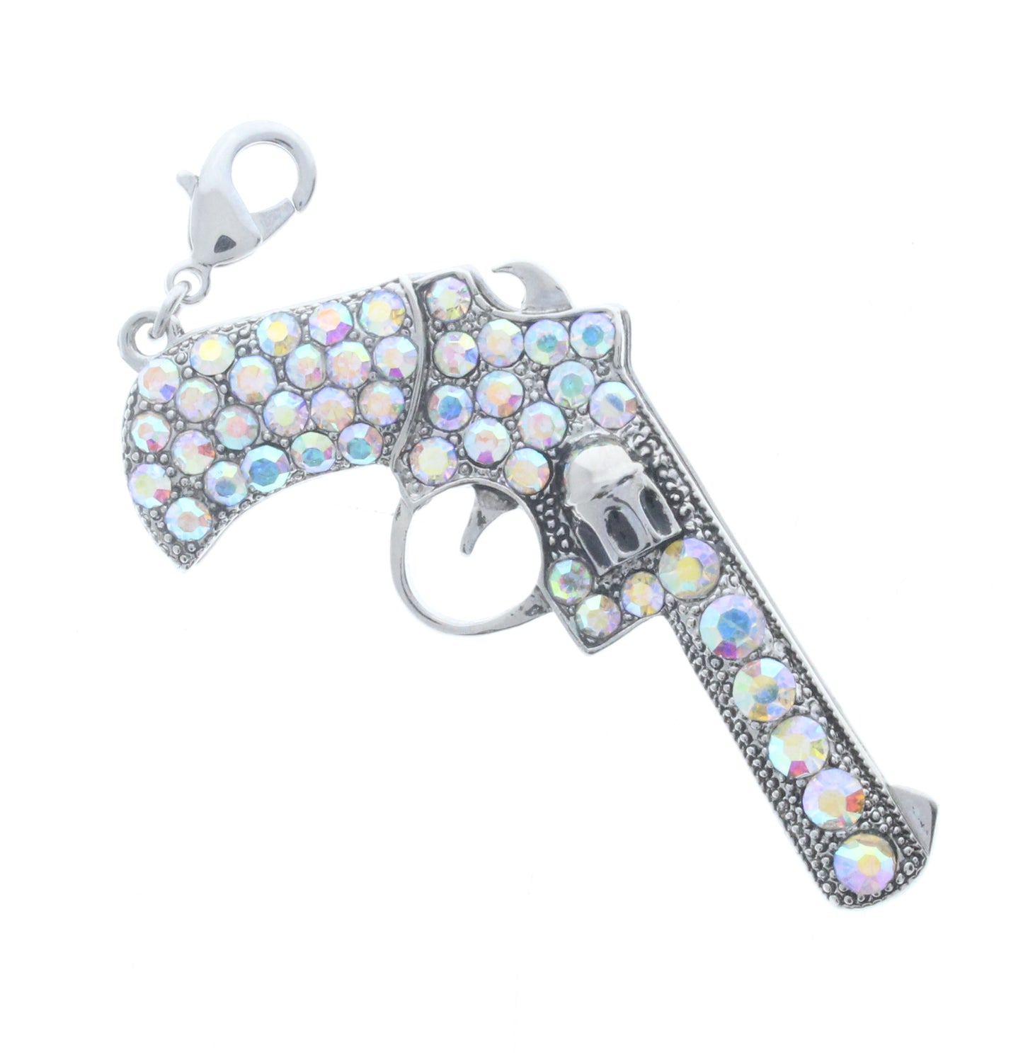 Metal Gun Pendant w/Crystals, ea