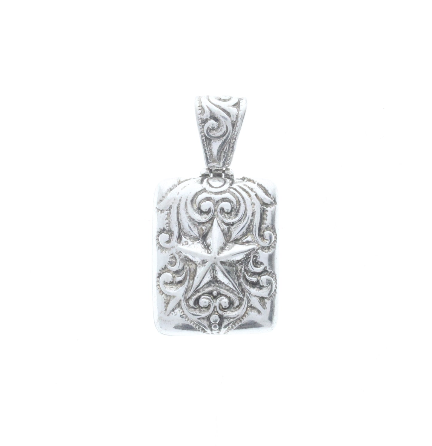 Metal Rectangle Pendant w/Star Design, ea