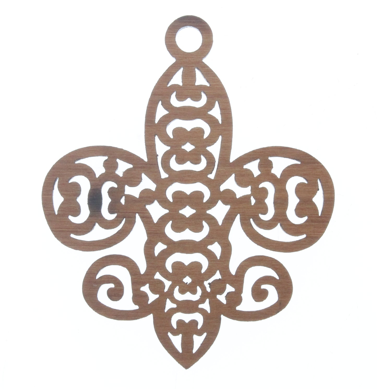 Fleur de Lis Design Wood Pendant, ea