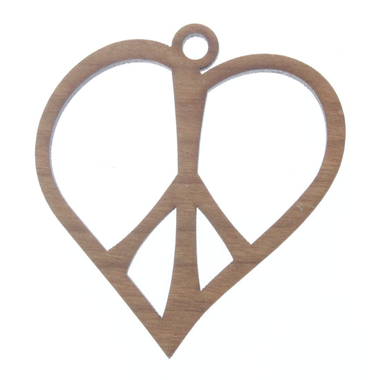 Peace Heart Wood Pendant