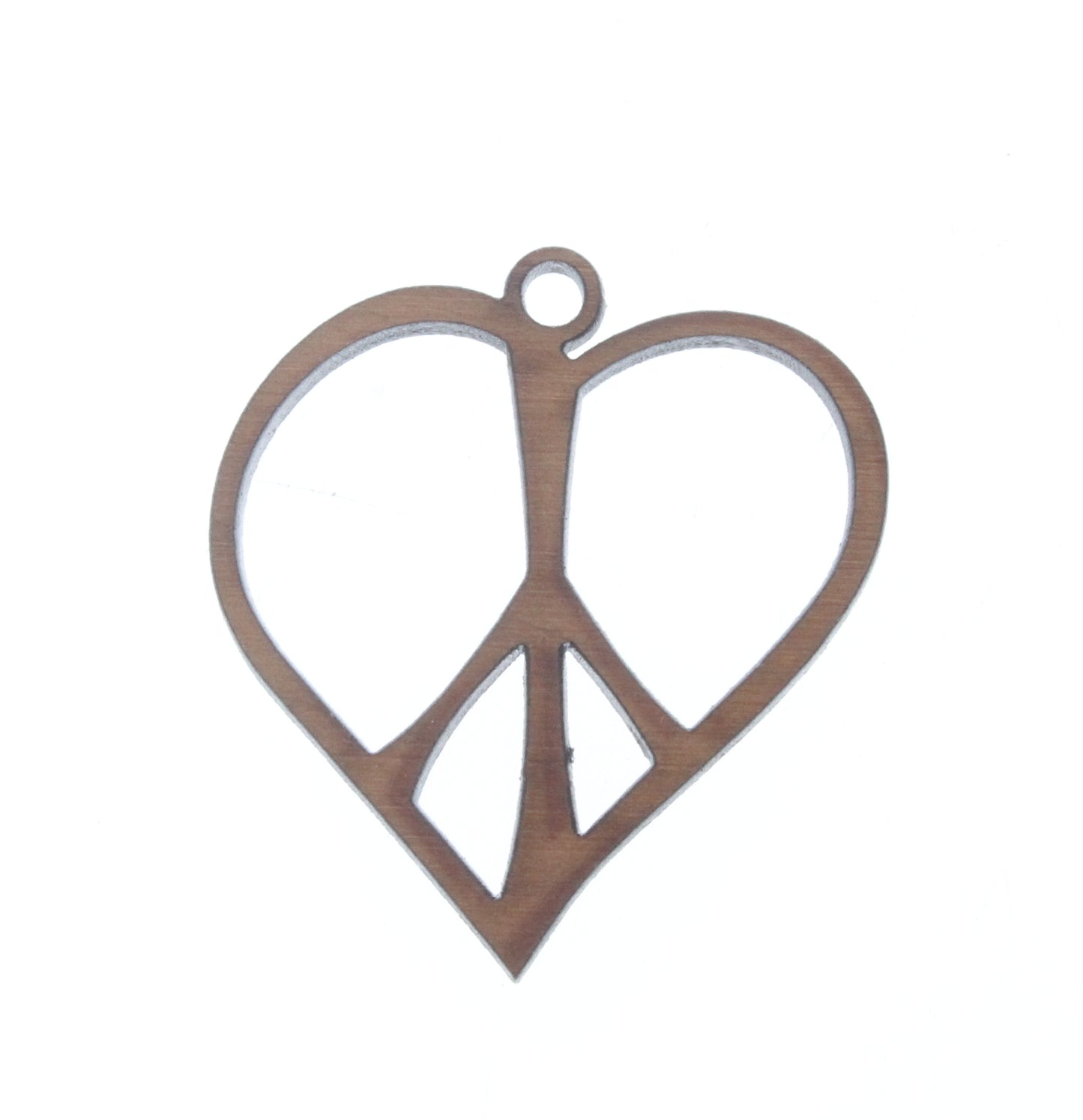 Peace Heart Wood Pendant