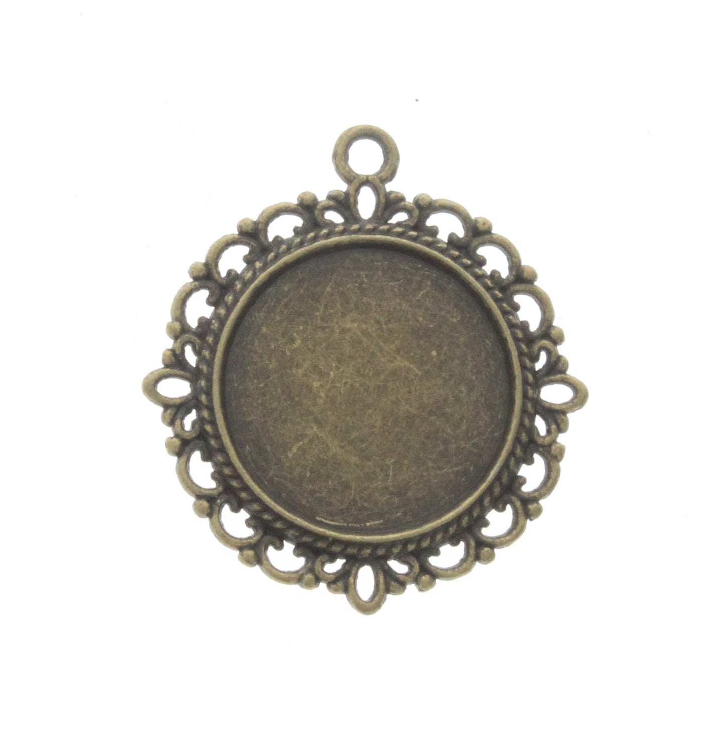 Circle Victorian Drop Charm w/Bezel, Pk/12
