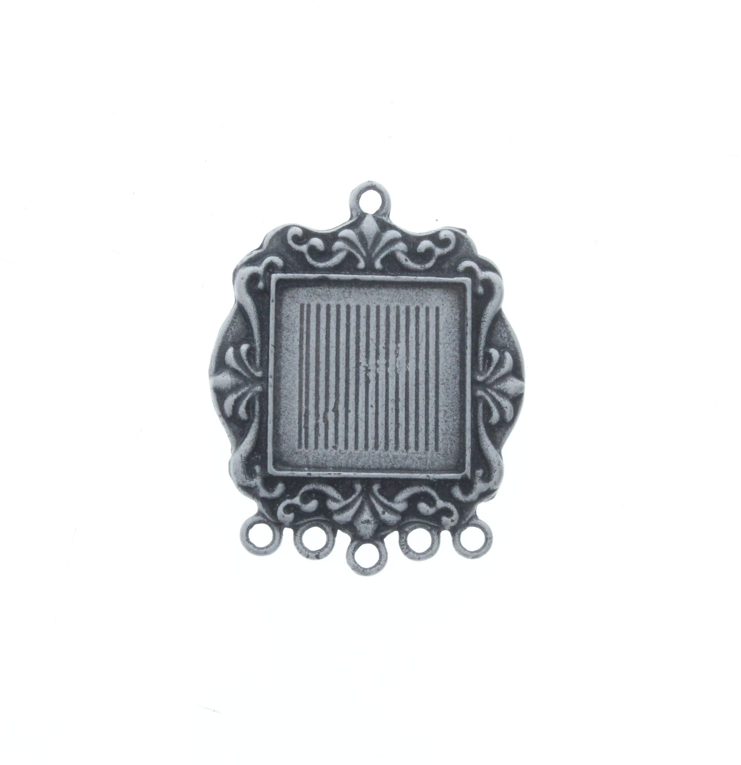 Square Victorian Charm w/Bezel, Pk/4