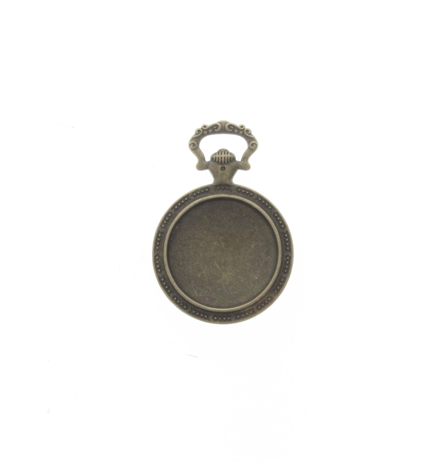 Pocket Watch Circle Drop Pendant w/Bezel, ea