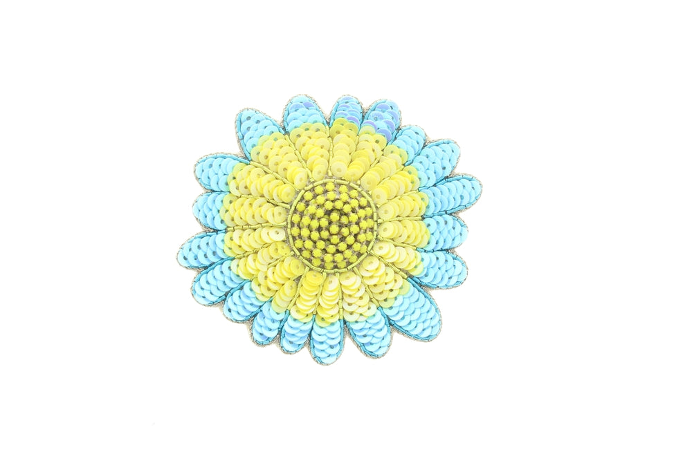 75mm Pink, and Turquoise Flower Embroidery Pin