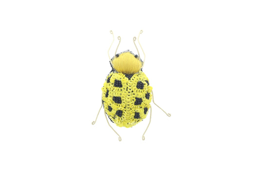 48mm Embroidered Yellow Beetle Brooch