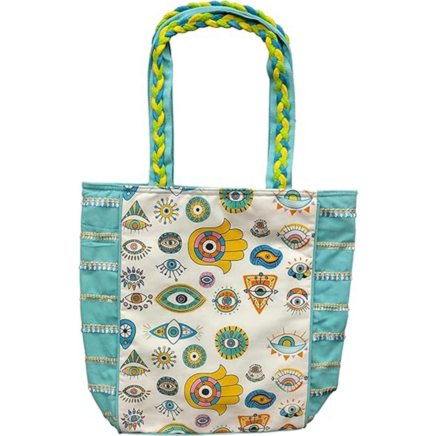 Poly Canvas Tote Bag with Unique Evil Eye Designs - Stylish & Functional Carryall