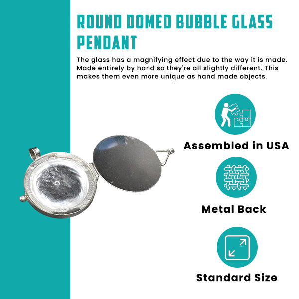Round Domed Bubble Glass Locket Pendant, 1 ea