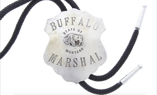 2.50" x 2" Western Bolo Tie, Antique Silver, Buffalo Marshall, each