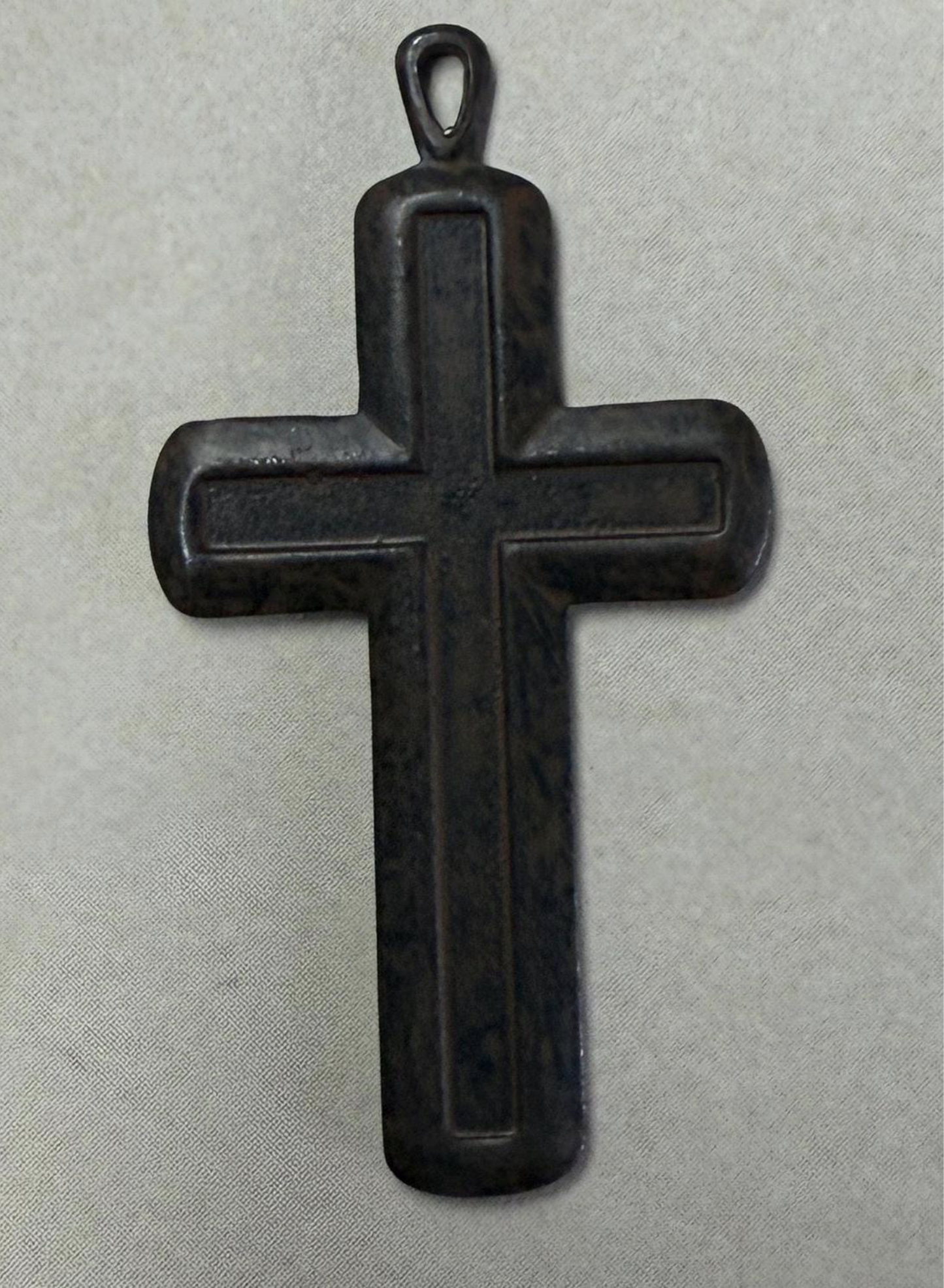 43mm Vintage Channel Cross Charm,Classic Silver, Made in USA, rusty brown finish, each